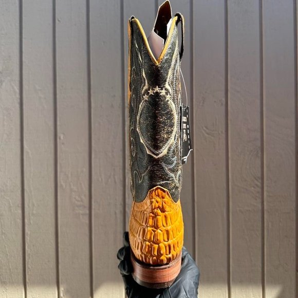 #56 Orange Crocodile Tail Design Western Boot with Details main image 4